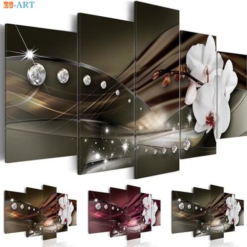 Minimalsit Art Orchids Flowers Canvas Painting 5 Pieces Posters and Prints Wall Art Wall Pictures for Living Room Home Decor