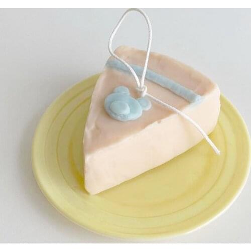 Simulation Cake Candle Silicone Mold Bear Triangle Slice Cake Shape Aromatherapy Dessert Cake Decoration Candle Mold