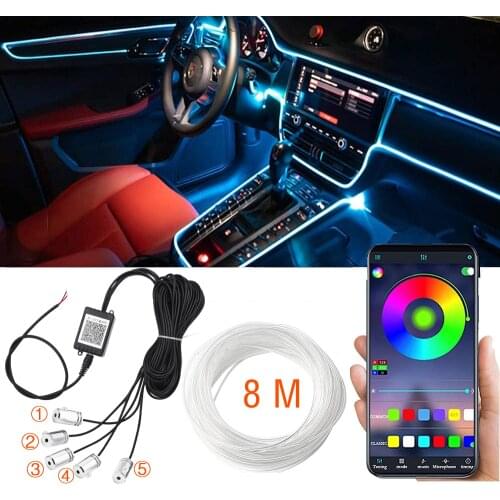 Car Interior Neon RGB Led Strip Lights 4/5/6 in 1 Bluetooth App Control Decorative Lights Ambient Atmosphere Dashboard Lamp 12V