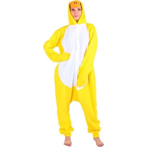 Adult Duck Onesies Anime Cosplay Costume Fleece Cartoon Pajamas Animal Halloween Party Jumpsuits Pyjamas Suit Sleepwear Homewear