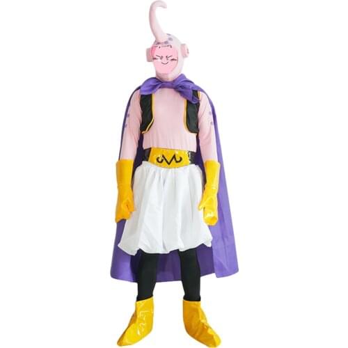 Brdwn Ball Z Unisex Majin Buu Cosplay Costume Suit (Vest+Top+Pants+Skirts+Cloak+Belt+Headgear+Gloves+Footwear)