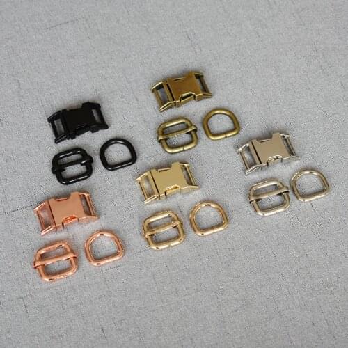 10 set Metal hardware D ring adjuster belt strap slider release buckle for Backpack Bag Webbing Cat Dog Collar DIY accessory