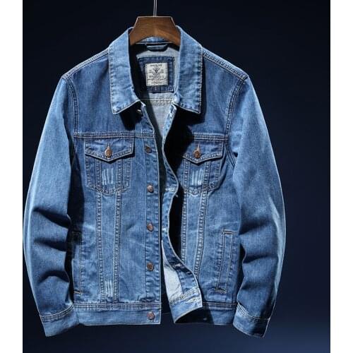 Mens new denim jacket 2021 autumn classic solid color jacket fashion casual high-end cotton scratch-resistant jacket