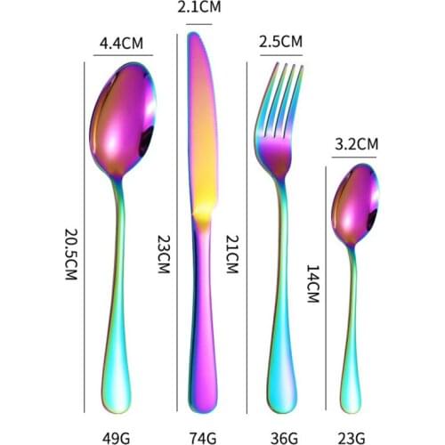 304 Stainless Steel Steak Knife Fork Spoon Tableware Western Four-Pcs Set Reusable Dishwasher Wash Safe Dinnerware Set