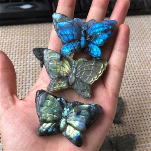 Natural crystal crafts Spiritual healing products labradorite butterfly for Home Decoration