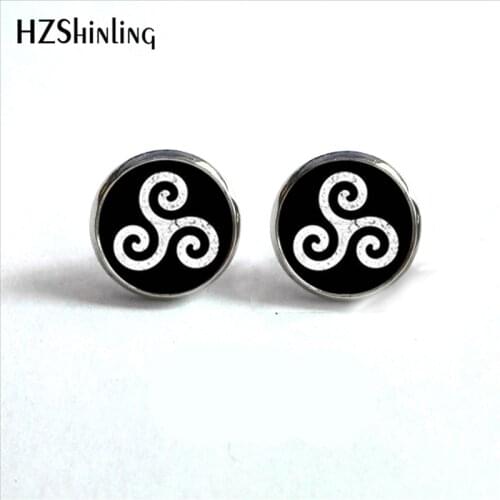 ED-0039 New Arrival Teen Wolf Stud Earrings Steampunk Glass Dome Triskelion Allison Round Earrings Wholesale HZ4