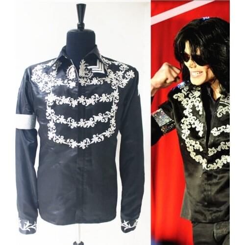 Custom Made New MJ Professional Cosplay MICHAEL JACKSON Costume This is it Black Jacket Diamond Shirt