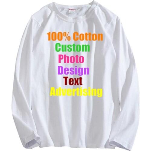 Custom logo heavy cotton long-sleeved shirt spring and summer solid color bottoming shirt simple basic long-sleeved T-shirt men
