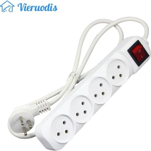 Israel IL Power Strip Plug Outlets 4 Way AC Electric Switched Sockets 16A Wire 1.5m Extension Cord Wall Mounted for Home Office