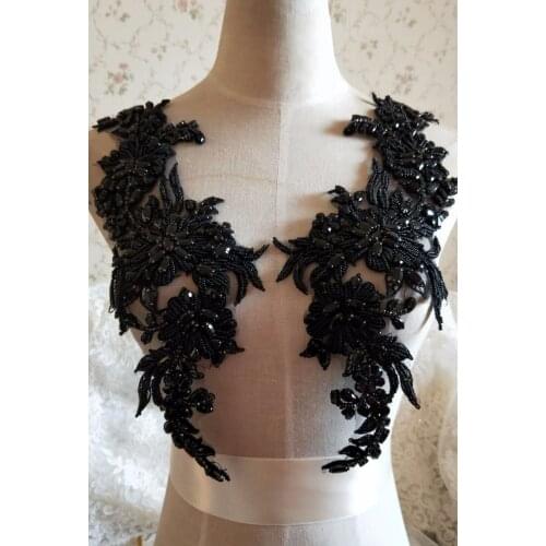 Gorgeous Rhinestone Crystal Applique Pair For Bridal Accessories Wedding Dress Sash Haute Couture Costume Embellishment 2 Colors