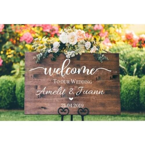 Welcome Wedding Sign Wall Stickers Mural Vinyl Mirror Decal Engagement /Celebration/Baptism Sign Wedding Decoration Decor LC1761