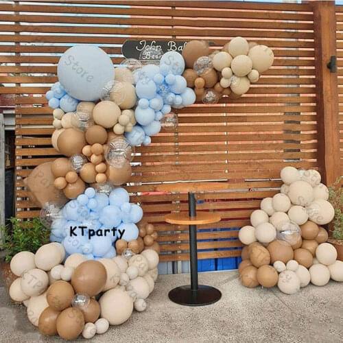 Macaron Blue Balloons Garland DIY Wedding Party Decoration Coffee Ballon Baby Shwoer Birthday Decor Doubled Cream Peach Globos