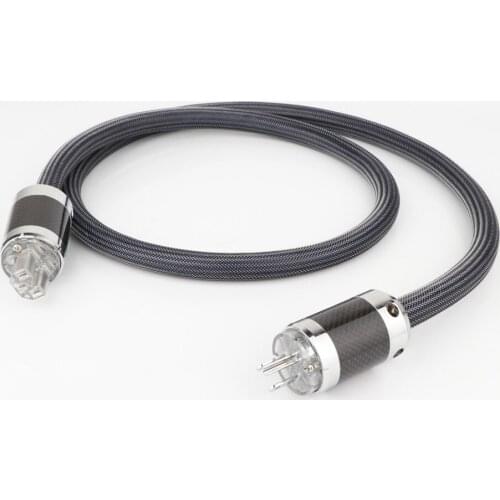 D5038 Hi-End PCOCC copper power cable with Carbon fiber Rhodium plated AC US/EU Transparent power plug audio power cord cable