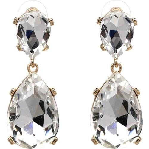 JURAN Crystal Statement Big Angle Earrings For Women 2018 Classic Rhinestone Fish Tear Alloy Wedding Drop Earring E3201-1