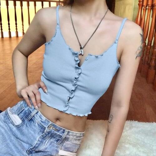 Elegant laciness camisole croptop female mujer pure sleeveless spaghetti strap 2021 kpop simple street casual tank top