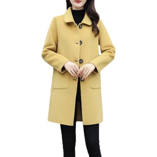 Good Version Woolen coat womens new 2021 autumn-winter business wear jacket single-Breasted big pocket solid color Temperament