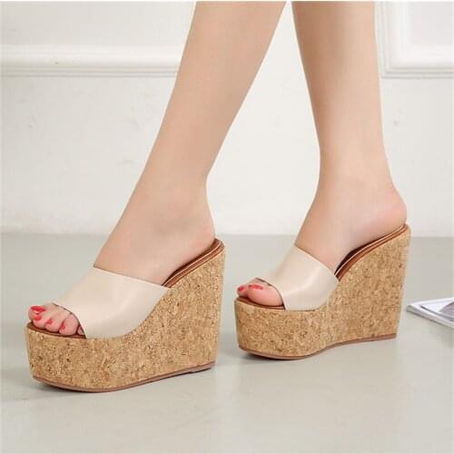 Fashio 2021 New Platform Slippers Women Open Toe Wedges Sandals Ladies Summer High Heels Casual Shoes Home Outdoor