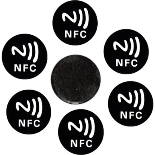 6PCS Black Anti Metal Sticker NFC Ntag213 Tags NTAG 213 Metallic Label Badges Token for Smart Mobile Phones