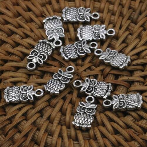 10PCS HOT Owl-Shaped Copper Lucky DIY Loose Finding Beads Accessories Crafts Women Jewelry Making Design 8x15mm Pendant Necklace