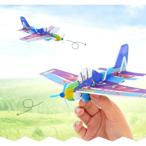 2pc Glider Plane Model Outdoor Toys Kids Boys Fun Toys Aircraft Inertia Hand Launch Throwing Airplane Educational Toys Children