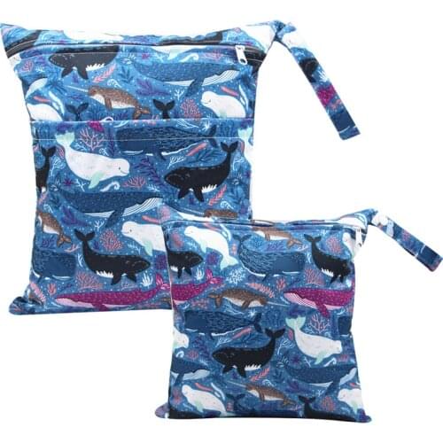 2 Pcs Wet Bag Baby Diaper Nappy Bags for Stroller Waterproof Mommy Pockets Newborn Boy Girl Pail Liner Reusable Large Small Set