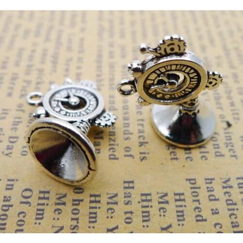 6PCS/Lot 22mm*18mm Trumpet Pendant Antique Silver Color Phonograph Charms For DIY Jewelry Making Handmade Craft