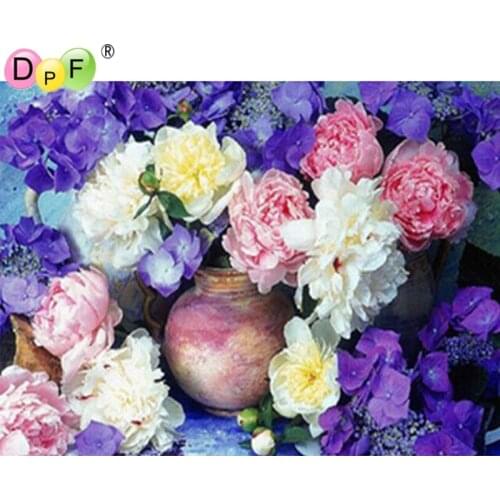 New 3d DIY Diamond Embroidery purple Floral Cross Stitch crafts Mosaic pattern Rhinestones square full dill home decor Painting