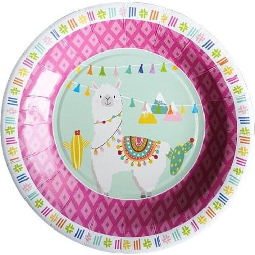 Alpaca Birthday Party Decoration Llama Alpaca Paper Plates Cups Napkins Cake Topper for Kids Happy Birthday Party Decor Supplies