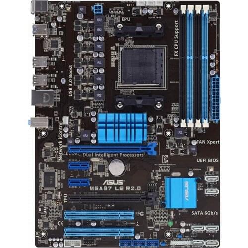 Socket AM3+ Asus M5A97 LE R2.0 Desktop Motherboard DDR3 ram AMD 970 Supports AMD FX Phenom II Processors PCI-E 2.0 USB3.0 ATX