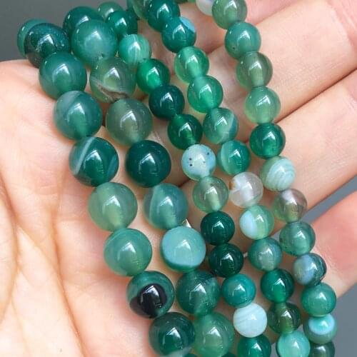 Natural Stone Beads Green Striated Agates Onyx Beads For Jewelry Making DIY Bracelet Necklace Accessories 15'' 4/6/8/10/12mm
