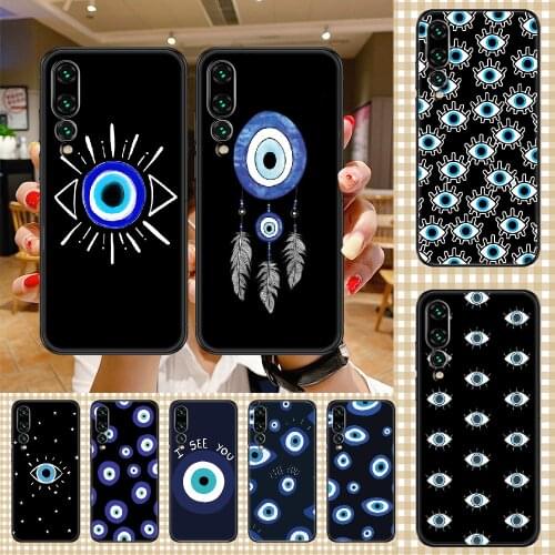 Abstract Art Evil Eye Turkey Phone case For Huawei P Mate P10 P20 P30 P40 10 20 Smart Z Pro Lite 2019 black silicone cell cover