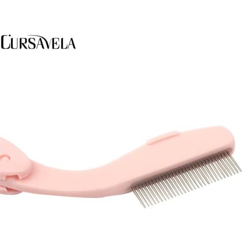 CURSAVELA Mink Lashes Extension Eyelashes Brush Comb Separator Steel Metal Folding Combs Mascara Makeup Comb Tools Wholesale