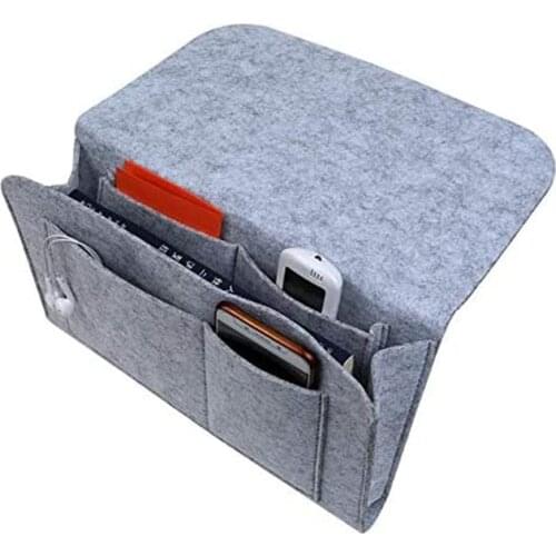 Felt Bedside Caddy Storage Bag Wardrobe Bed Skirt Storage Pocket Organizer Hanging Table Sofa Bedroom Holder Bag Home Decoration