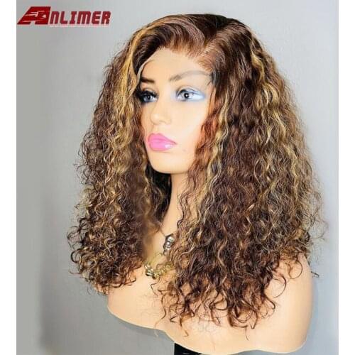 Highlight 13x4 Curly Lace Front Human Hair Wigs With Baby Hair Highlight Brazilian Remy Human Hair Lace Closure Wigs For Women