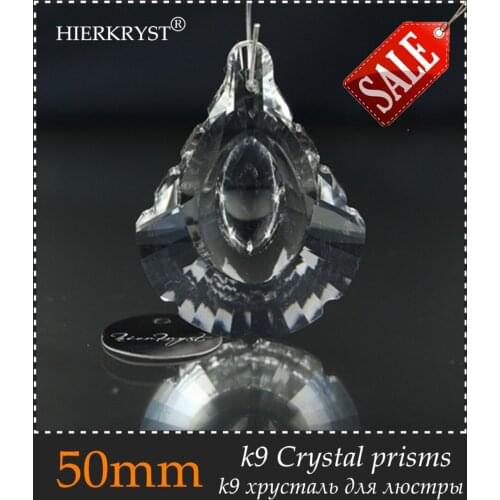 HIERKYST 1 pc K9 Glass Crystal Prisms Pendants Chandeliers Parts Lustres Rainbow Lamp Lighting Hang Drops 50mm 2" #1976