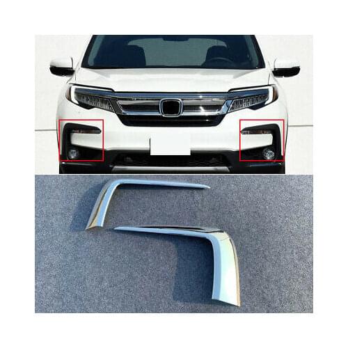 Chrome Front Fog Light Lamp Stripe Cover Trim 2pcs For Honda Pilot 2019 - 2020