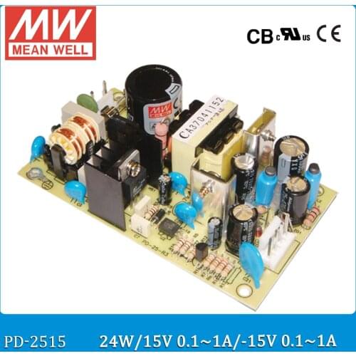 Original MEAN WELL PD-2515 +15V 0.1-1A, -15V 0.1-1A 24W Dual output meanwell switching power supply PCB open frame type