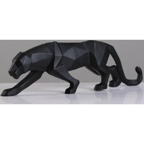 Creative Leopard Statue Figurine Modern Abstract Geometric Style Resin Panther Animal Large Ornament Home Decoration Accessories
