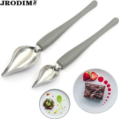 2Pcs Culinary Drawing Spoons Chef Pencil Sauce Painting Spoon Chocolate Cream Sauce Cake Decoration Spoons Kitchen Accessories