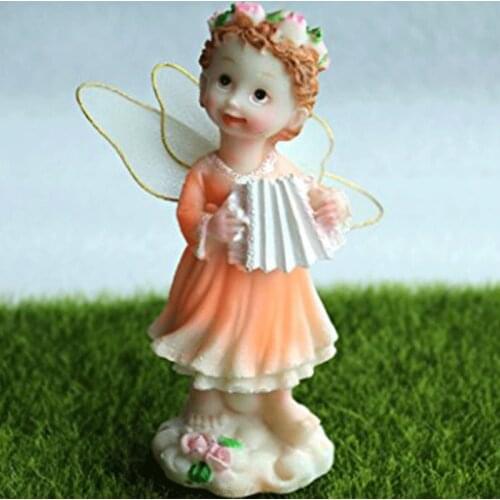 Miniatures Fairy Garden Ornament Mini Garden Decoration Resin Bonsai Terrarium Figurines Micro Landscape Decor Orange Angel