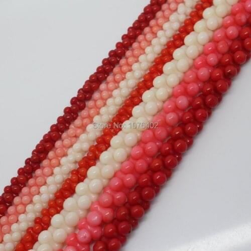 Mini.order is $7!3x6,5x9mm Red,White,Pink Coral Bone barbell Loose Beads 15"