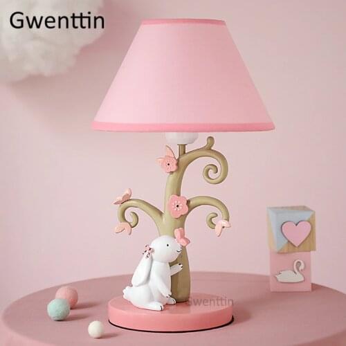 Cartoon Girls Table Lamps Rabbit Lamp Modern Led Stand Desk Light Fixtures for Children Kids Bedroom Bedside Lamp Home Decor E27