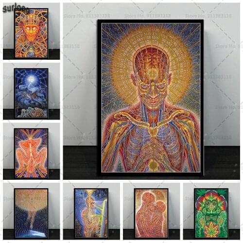 Psychedelic Trippy Human Visual Abstract Poster Prints Wall Art Canvas Painting Posters Picture for Living Room Home Decoration