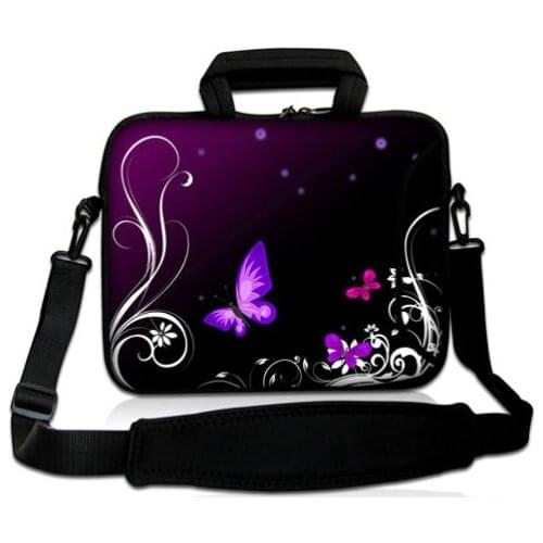Purple Butterfly laptop sleeve shoulder bag case cover pouch For Apple Macbook Pro Air Reina Touch Bar & ID 11 12 13 15 16 17"