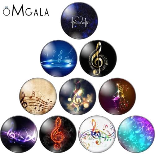 New Music notes Beauty 10pcs 10mm/12mm/18mm/20mm/25mm Round photo glass cabochon demo flat back Making findings ZB0680