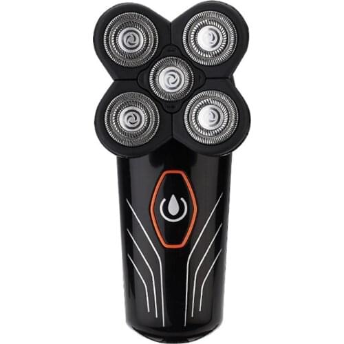 Rechargeable Waterproof Self-Care Head Shaving Razor 5-Head Waterproof Floating Shaving Blade Razor Men Electric Shaver