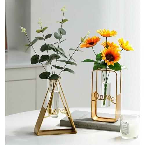 Flower Stand Iron Home Decor Nordic Modern Decoration Glass Design Hydroponics Floor Vase Storage Basket Plant Shelf Accessories