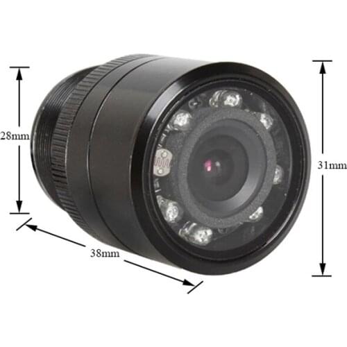 Plug-in Wired 28mm Drilling Diameter 170-degree Waterproof Night Vision 8Led Reverse Punch Hole Cvbs Analog Rear View Car Camera