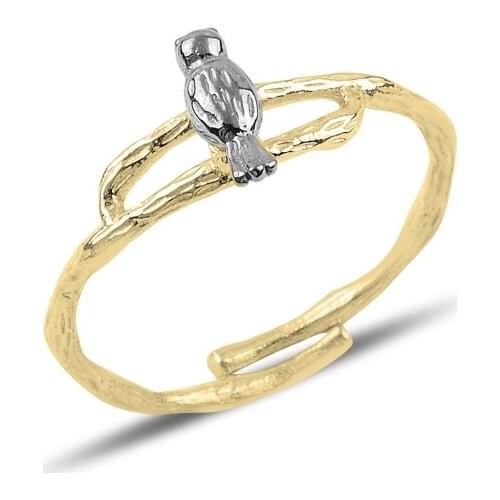 Silverlina Silver Bird & Branch Pattern Ring