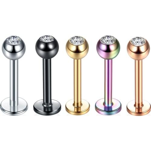 1Pc Surgical Steel Labret Ring Tragus Cartilage Earring Cz Gem Round Lip Piercing Monroe Earring for Women Body Piercing Jewelry